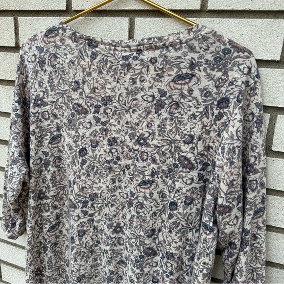 Rachel Zoe Knit Linen Scoop V-Neck Three Quarter Sleeve Top Floral Print - Picture 6 of 7
